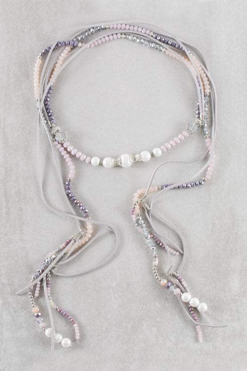 Imogen Beaded Wrap Necklace | Purple