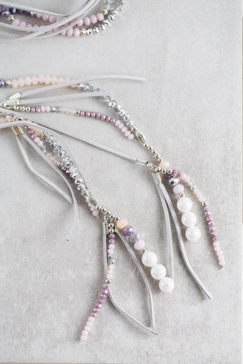 Imogen Beaded Wrap Necklace | Purple