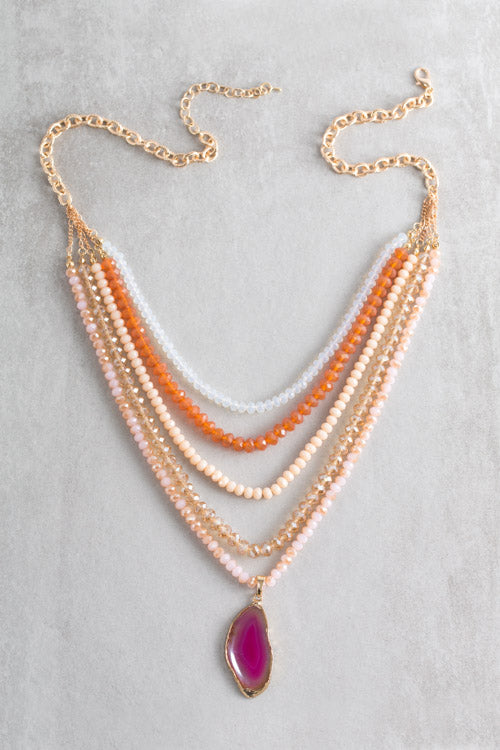 Stella Beaded Necklace | Orange