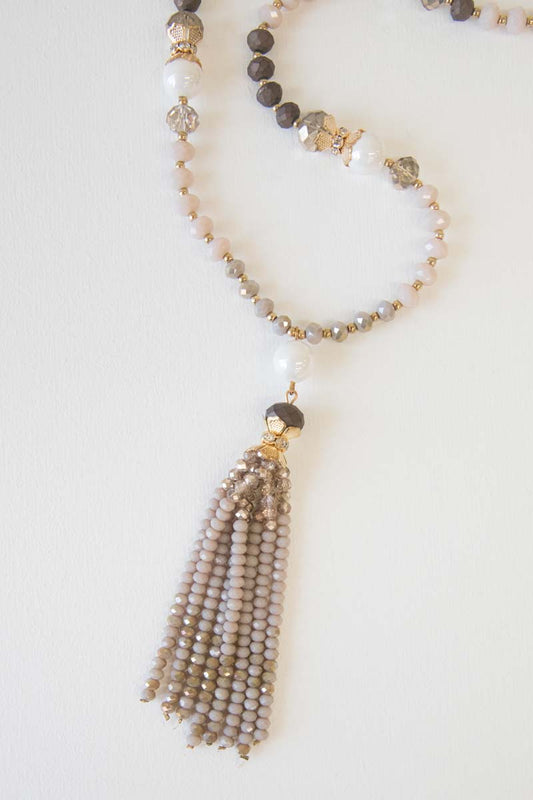 Abigail Beaded Necklace | Tan