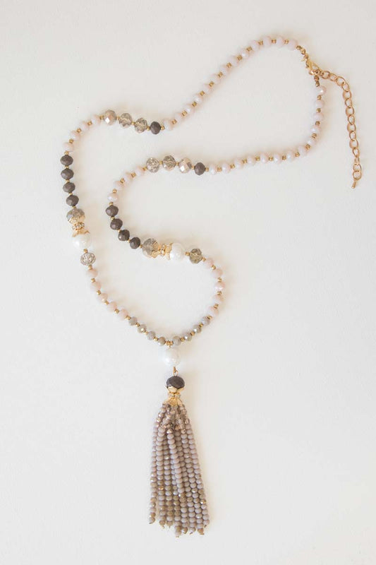 Abigail Beaded Necklace | Tan