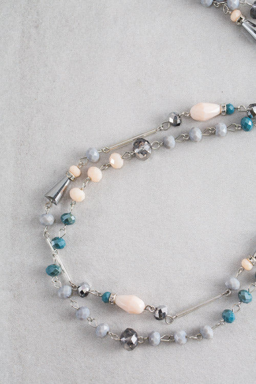 Khiara Beaded Necklace | Steel Blue