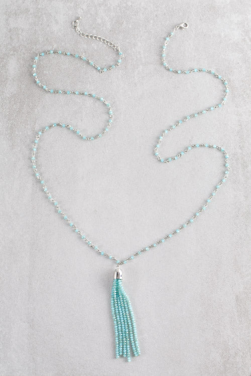 Lily Beaded Tassel Necklace | Turquoise