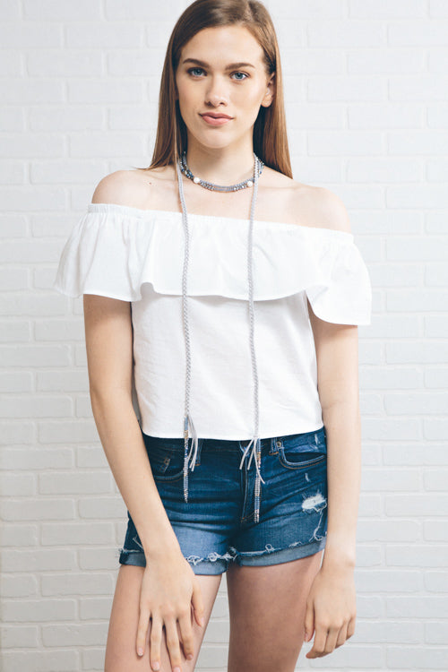 Cayne Wrap Beaded Necklace | Navy