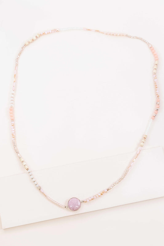 Serene Pastels Beaded Necklace | Pink