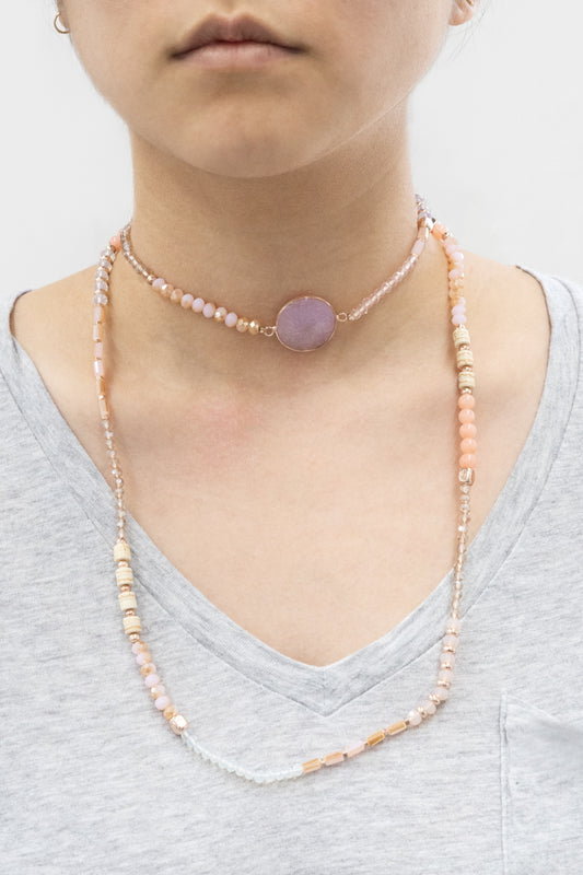 Serene Pastels Beaded Necklace | Pink