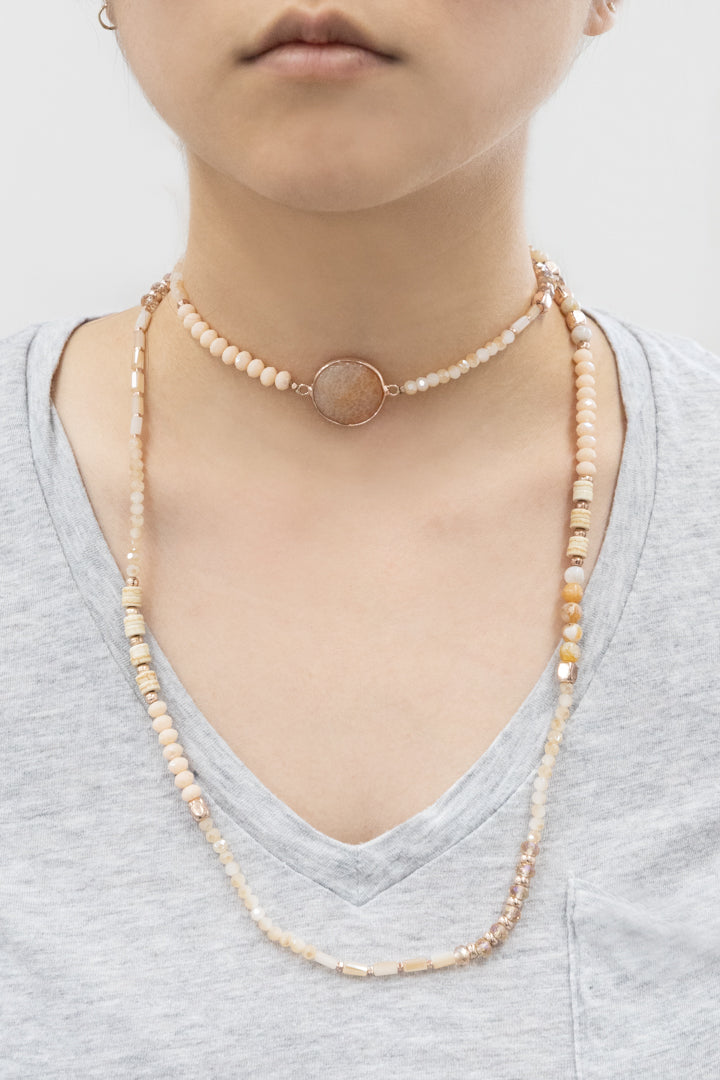Serene Pastels Beaded Necklace | Peach