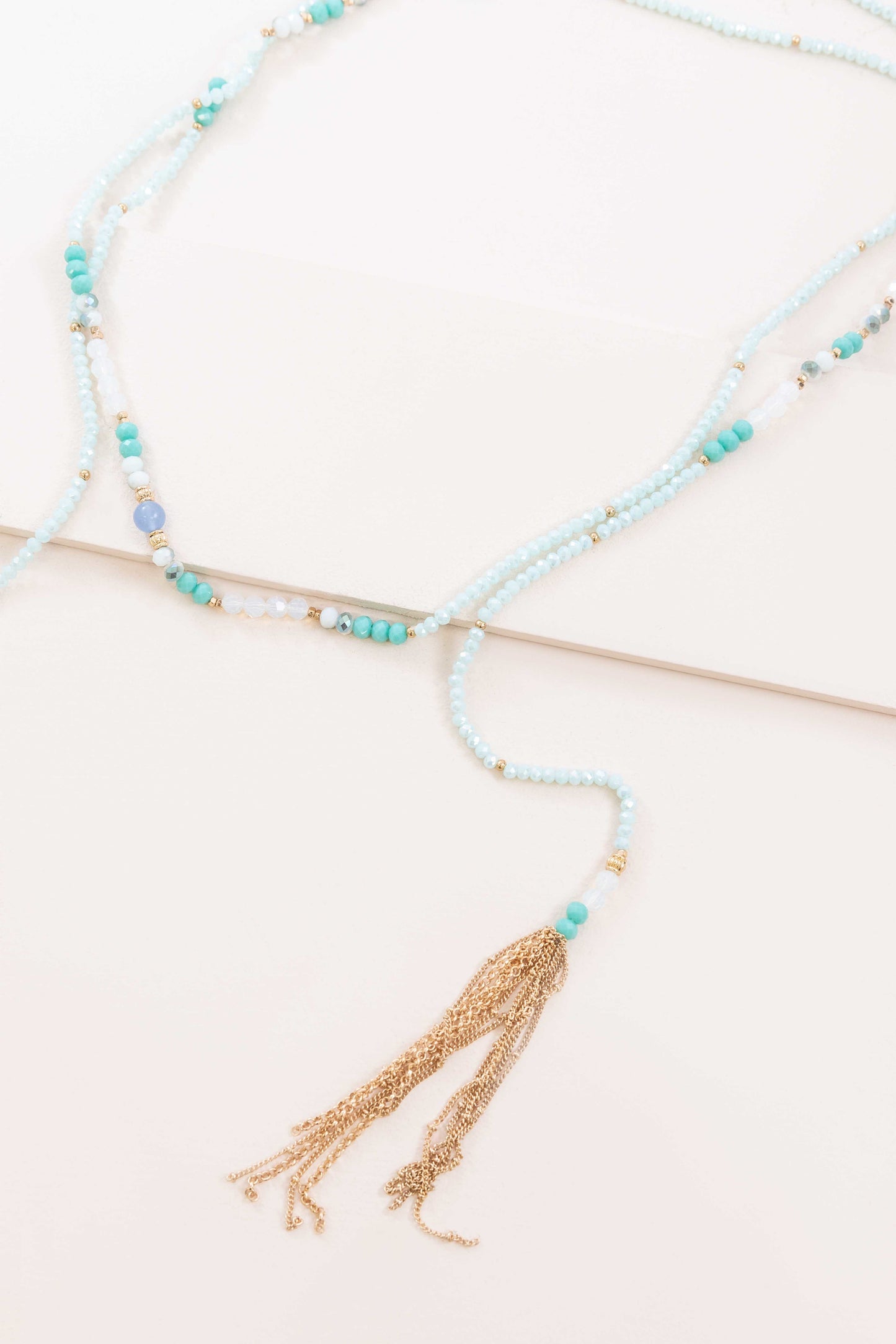 Allana Wrap Beaded Necklace | Aqua