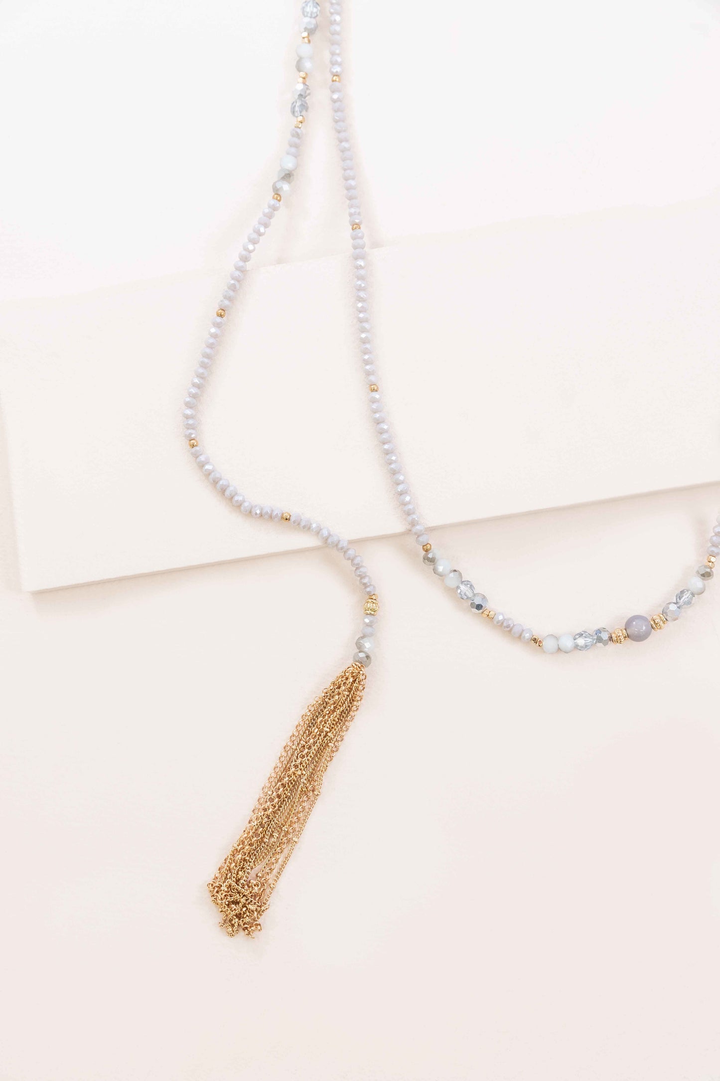 Allana Wrap Beaded Necklace | Gray