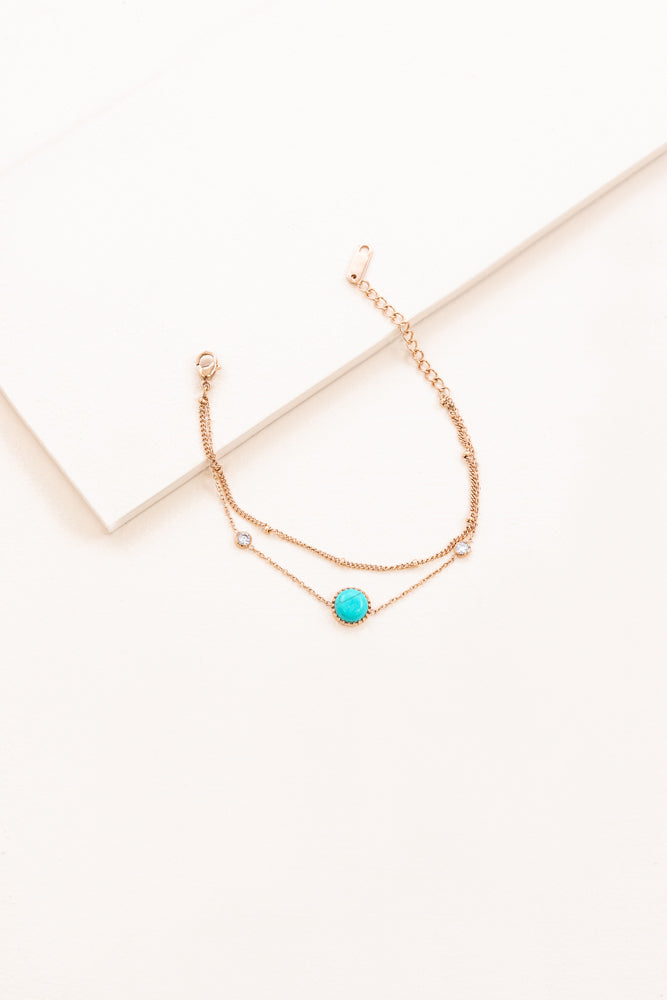 Globetrotter Stone Bracelet | Rose Gold (14K)