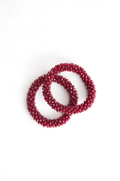 Beaded Rope Bracelet | Cranberry