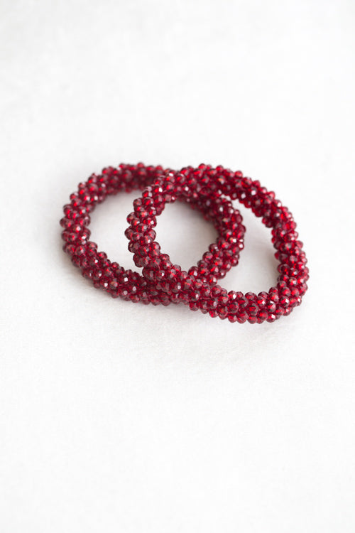 Beaded Rope Bracelet | Cranberry