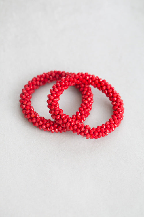 Beaded Rope Bracelet | Red