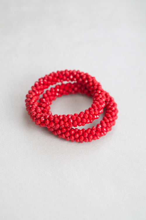 Beaded Rope Bracelet | Red