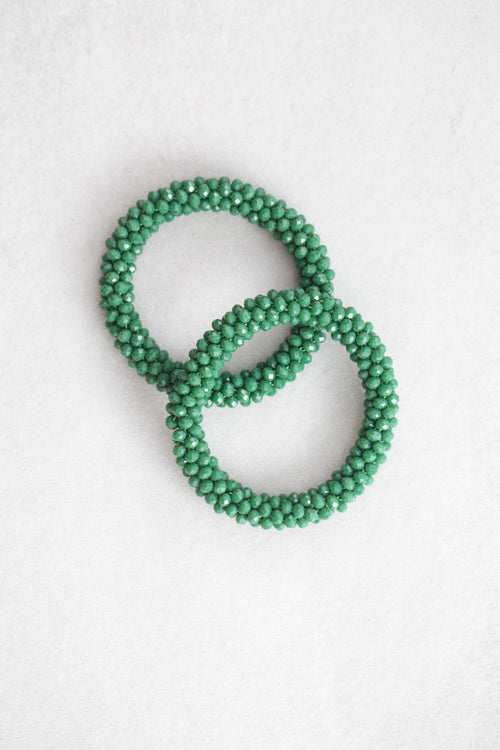 Beaded Rope Bracelet | Pine Green