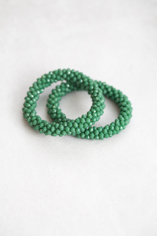 Beaded Rope Bracelet | Pine Green