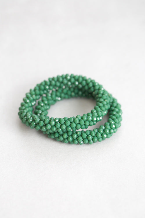 Beaded Rope Bracelet | Pine Green