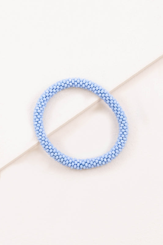 Thin Beaded Rope Bracelet | Sky Blue