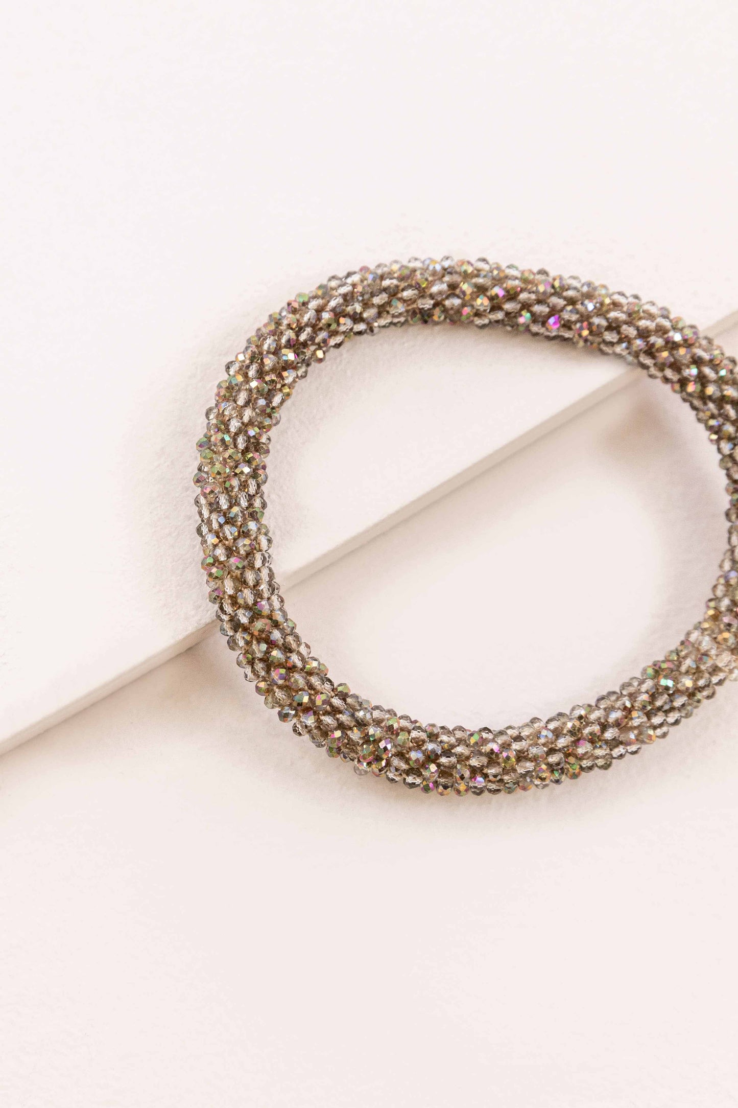 Thin Beaded Rope Bracelet | Speckled Brown