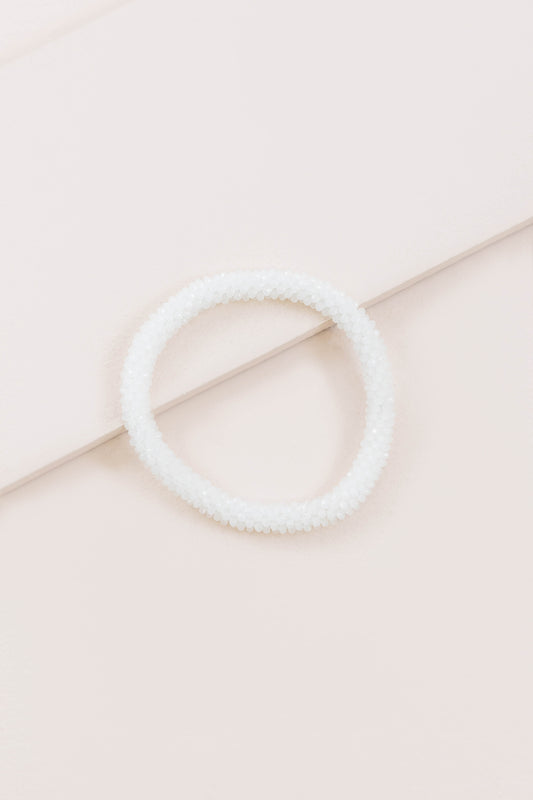 Thin Beaded Rope Bracelet | Snow