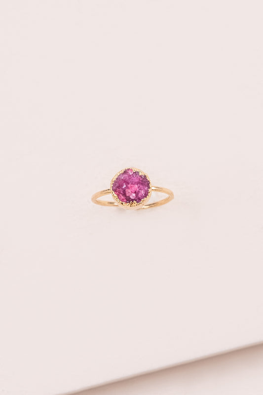 Circle Druzy Pinky Ring | Magenta (10K)