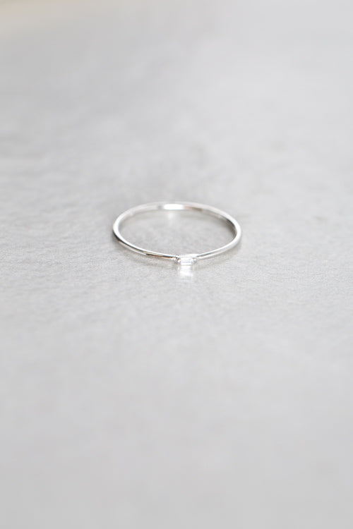 Stone Band Ring | Silver (14K White Gold)