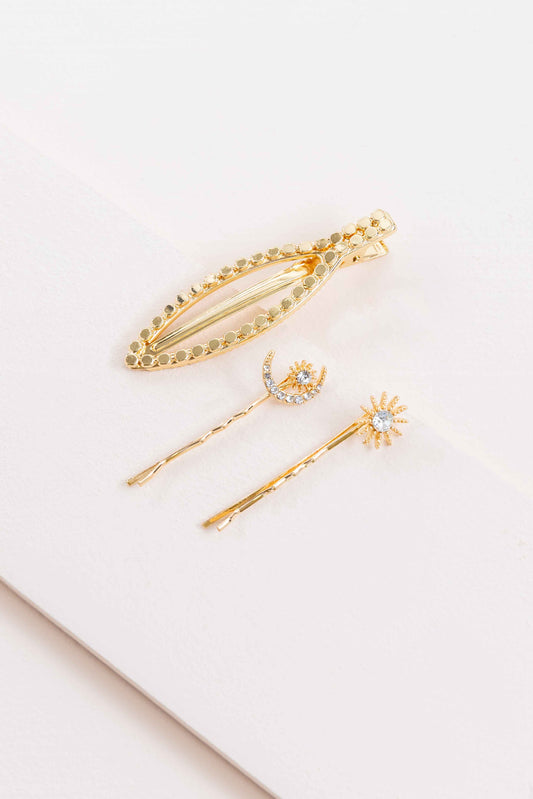 Golden Moonlight Hair Clip Set