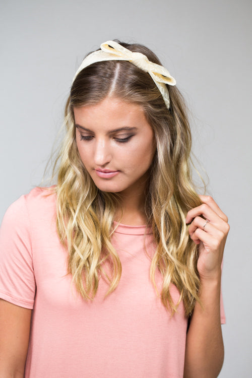 Lace Bow Hairband | Cream