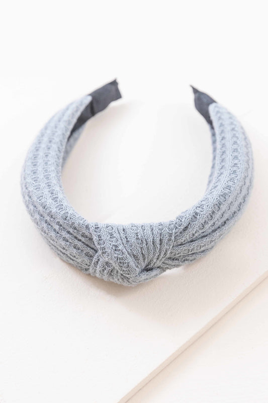 Waffle Knit Knotted Headband | Gray