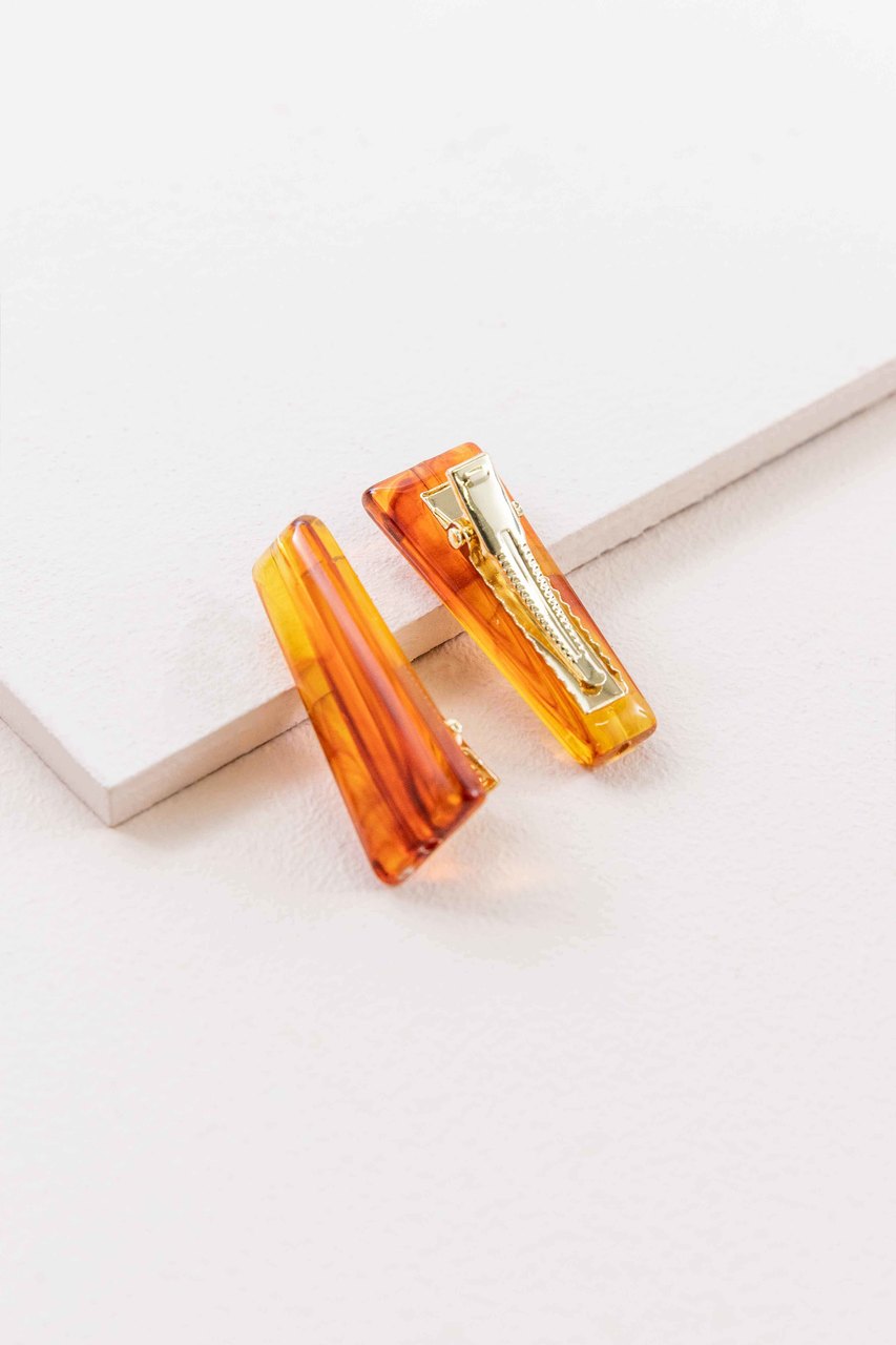 Refined Marble Hair Clip | Fiery Amber