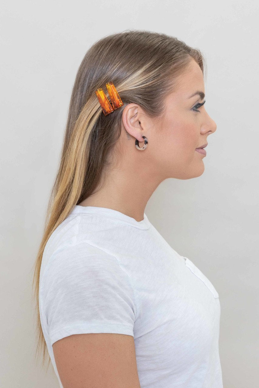 Refined Marble Hair Clip | Fiery Amber