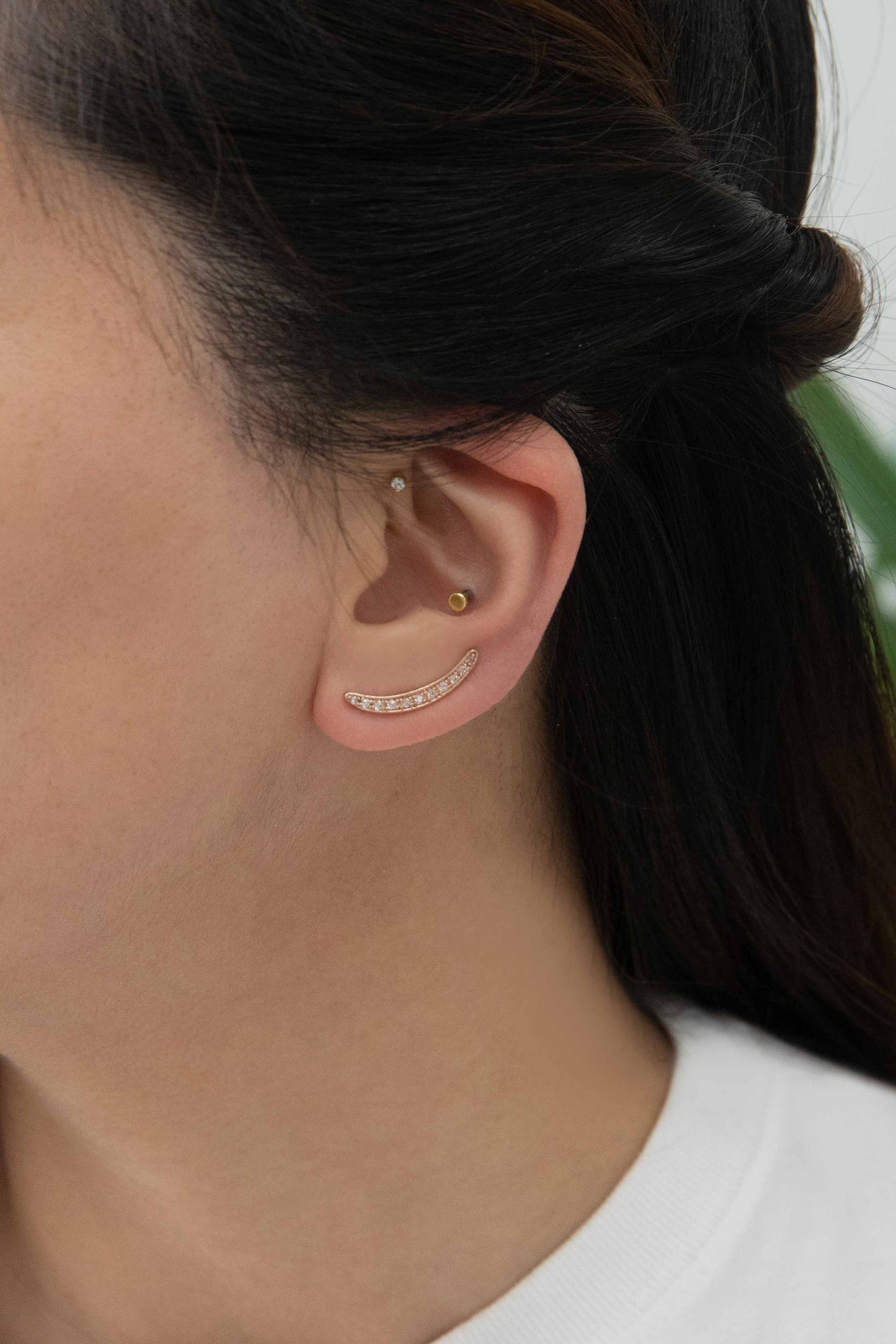 Crescent Ear Pin Earrings