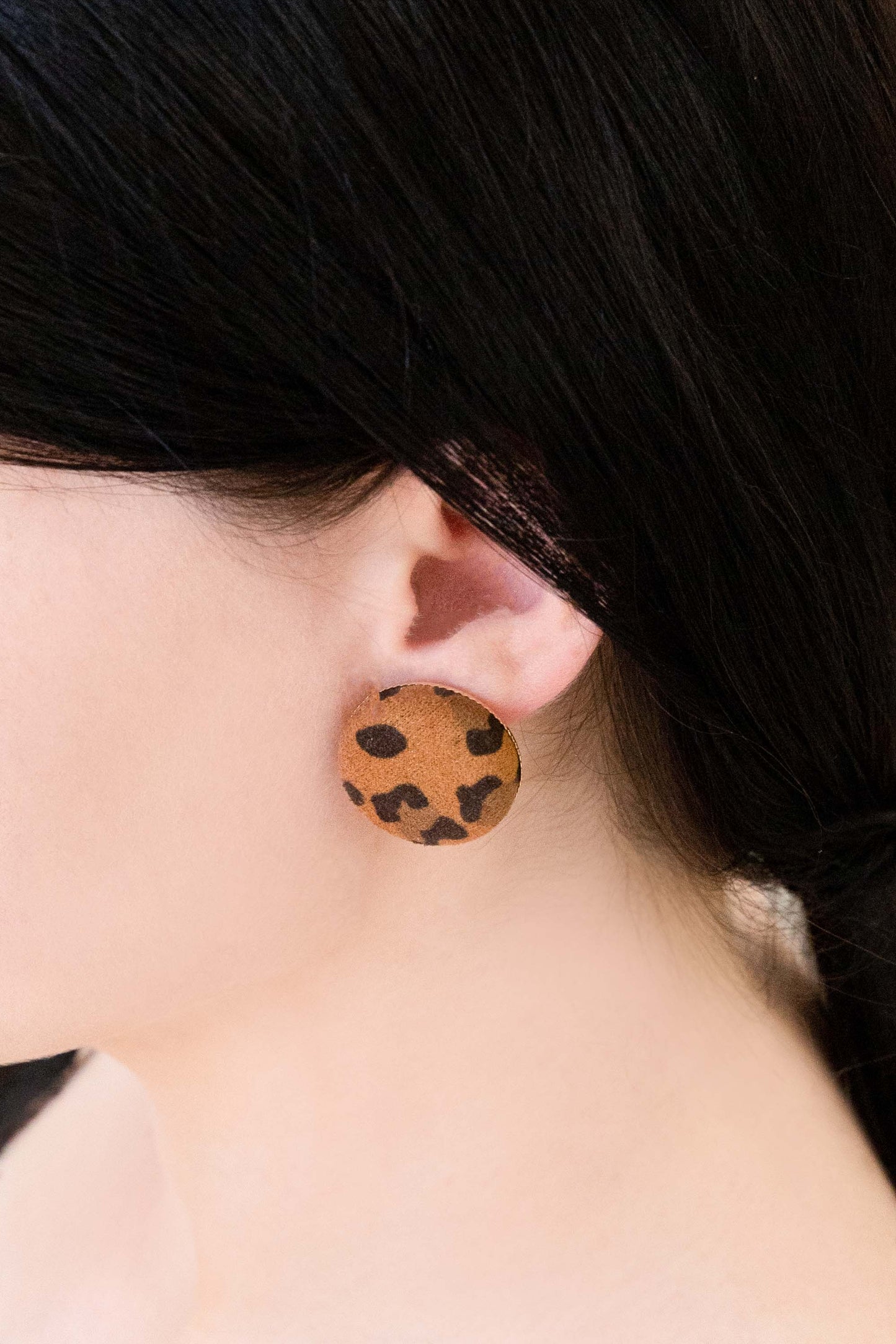 Animal Print Stud Earrings | Brown