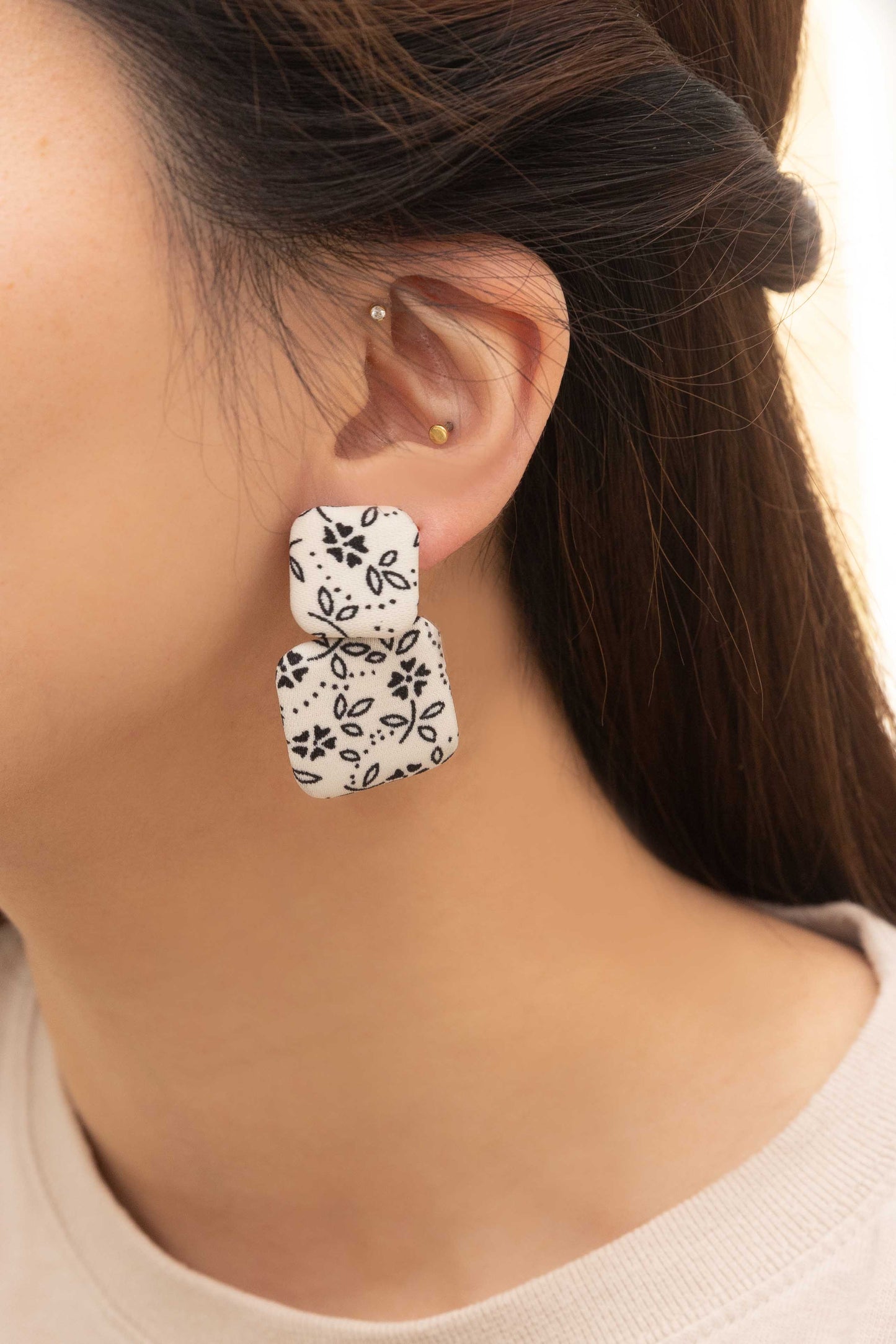 Textile Drop Earrings | Florals