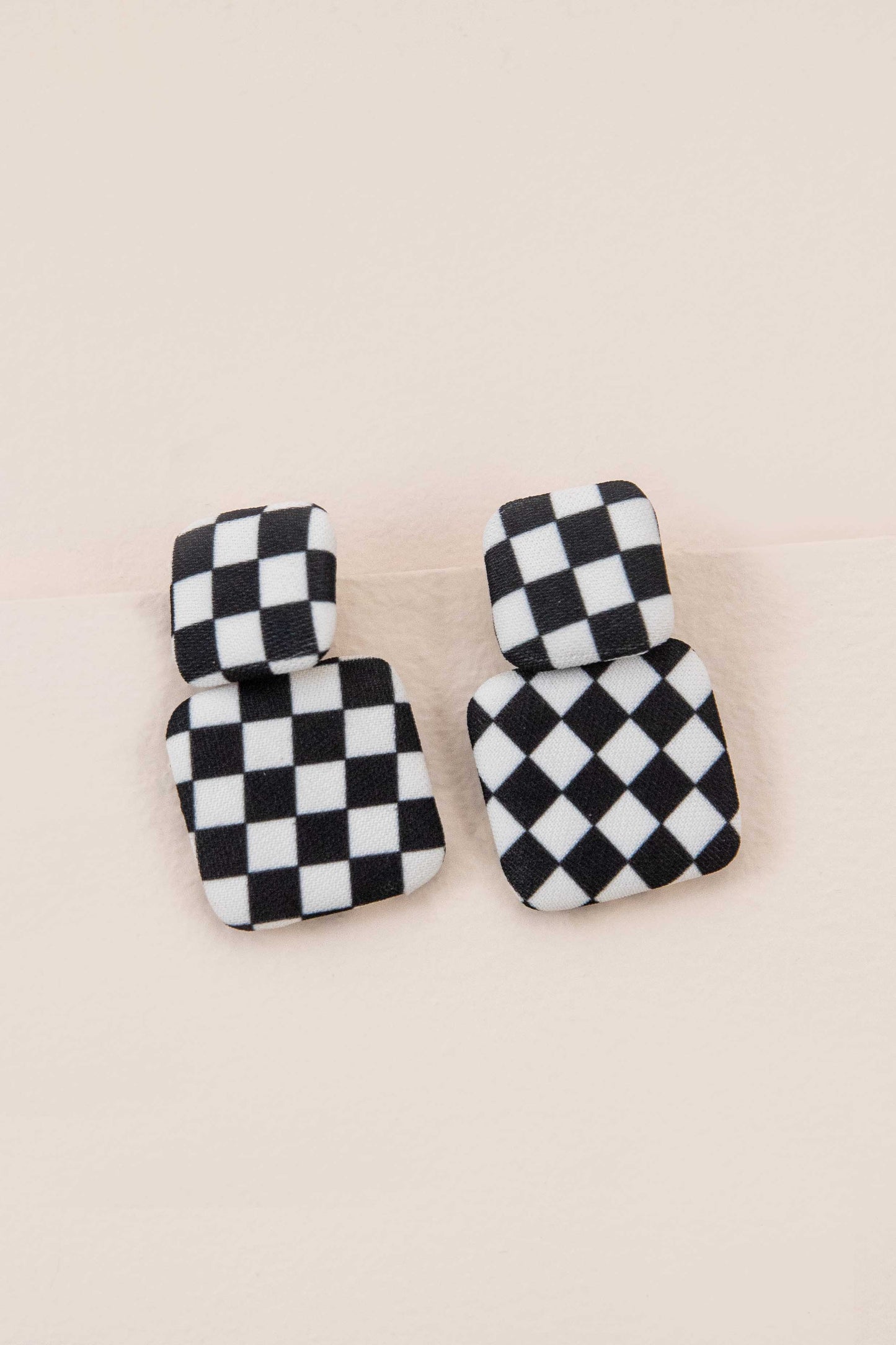 Textile Drop Earrings | Checkered