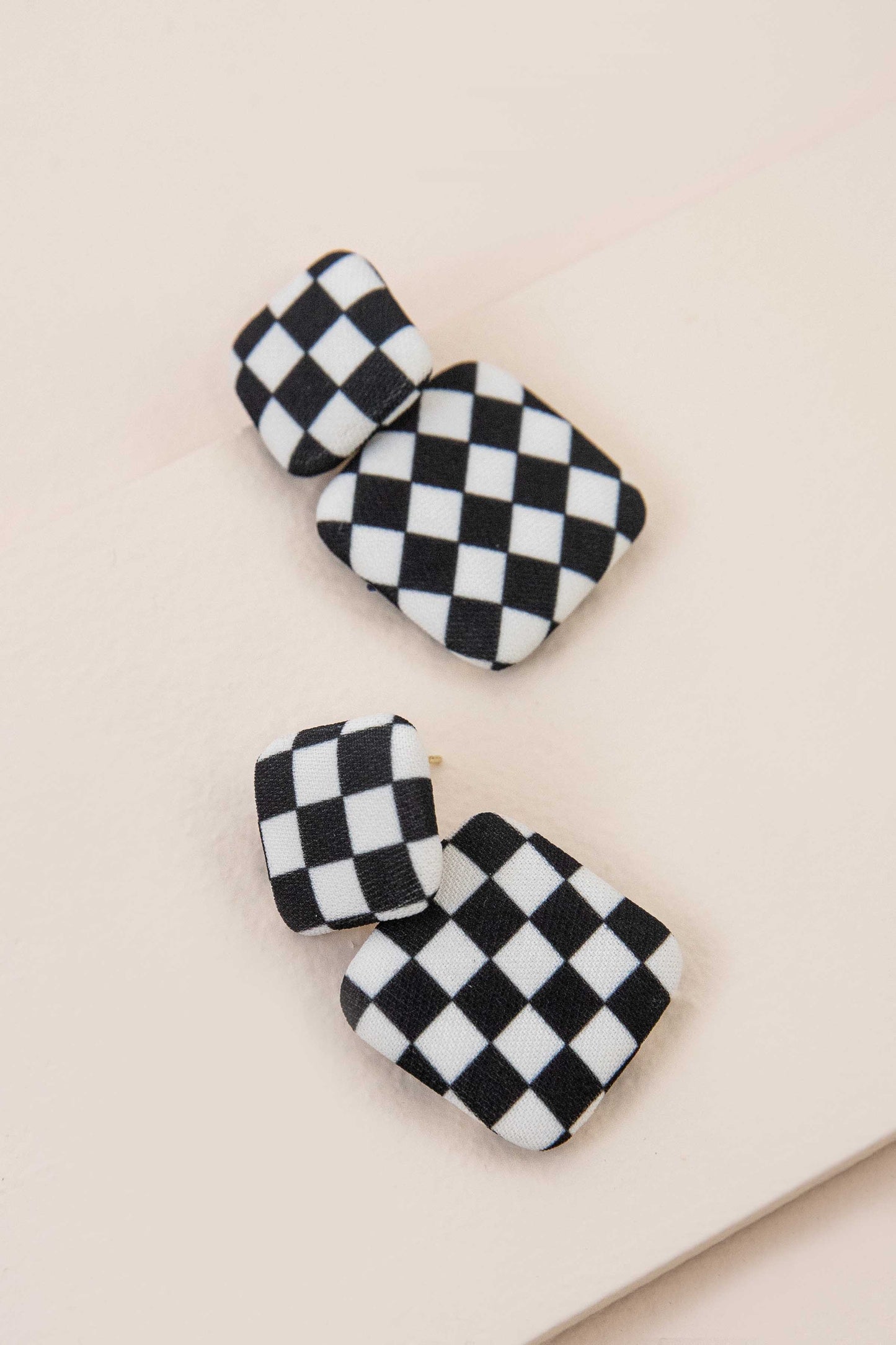 Textile Drop Earrings | Checkered