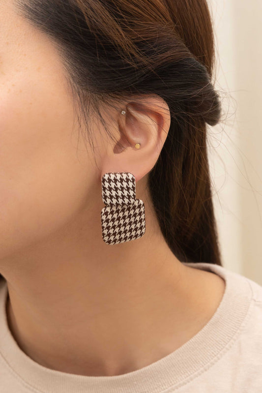 Textile Drop Earrings | Houndstooth