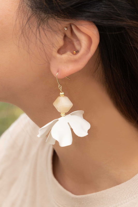 Snowdrop Hook Earrings | White