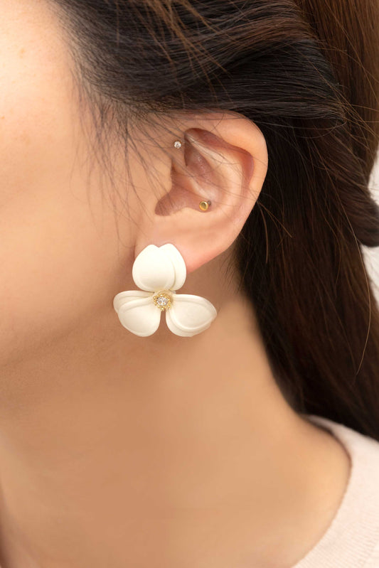 Gardenia Flower Earrings, Floral Earring, Flower Studs