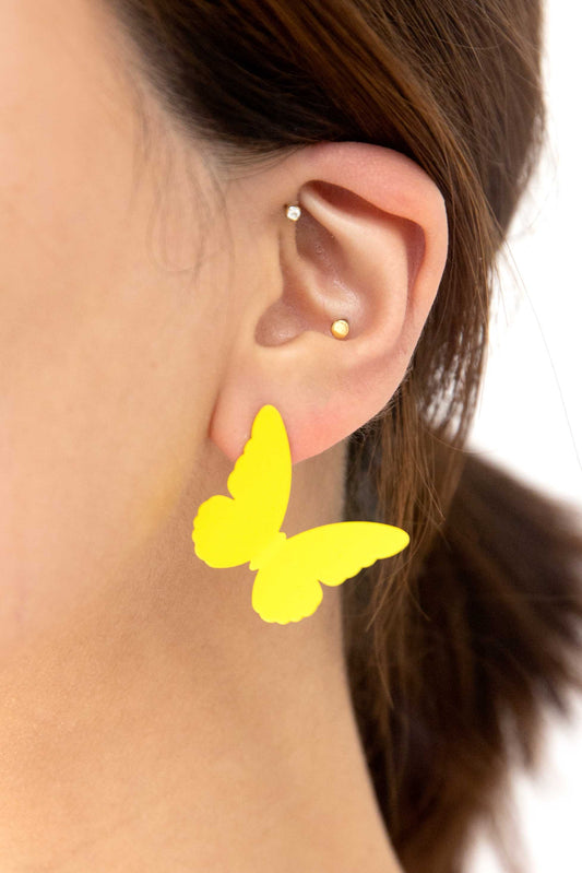 Flutter Post Earrings | Yellow