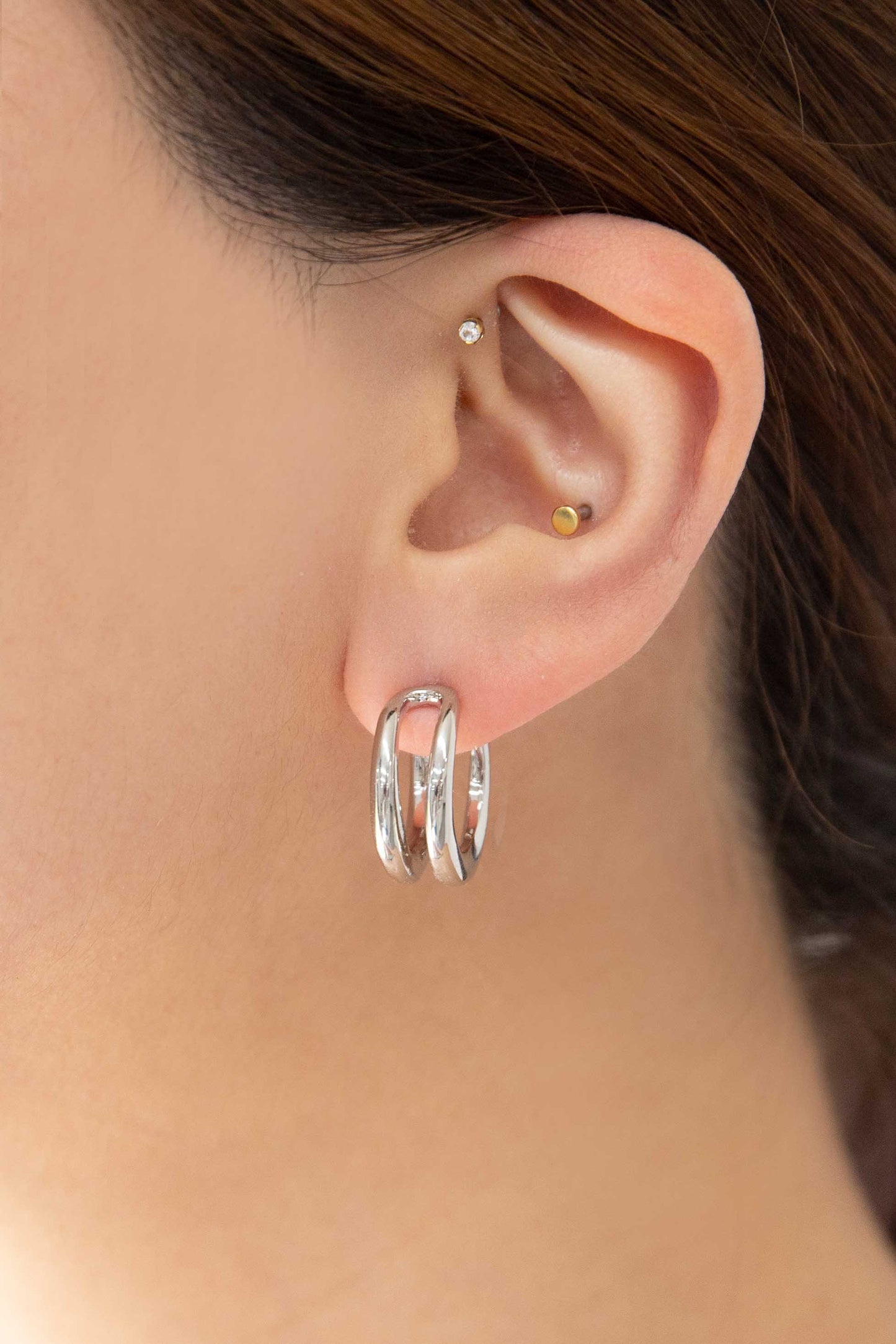 Duple Hoop Earrings | Silver