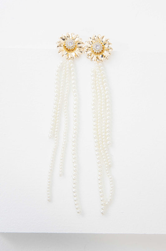 Dandelion Pearl Drop Earrings