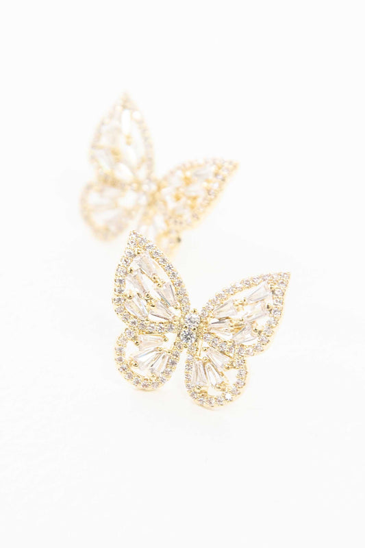 Crystal Butterfly Earrings | Gold