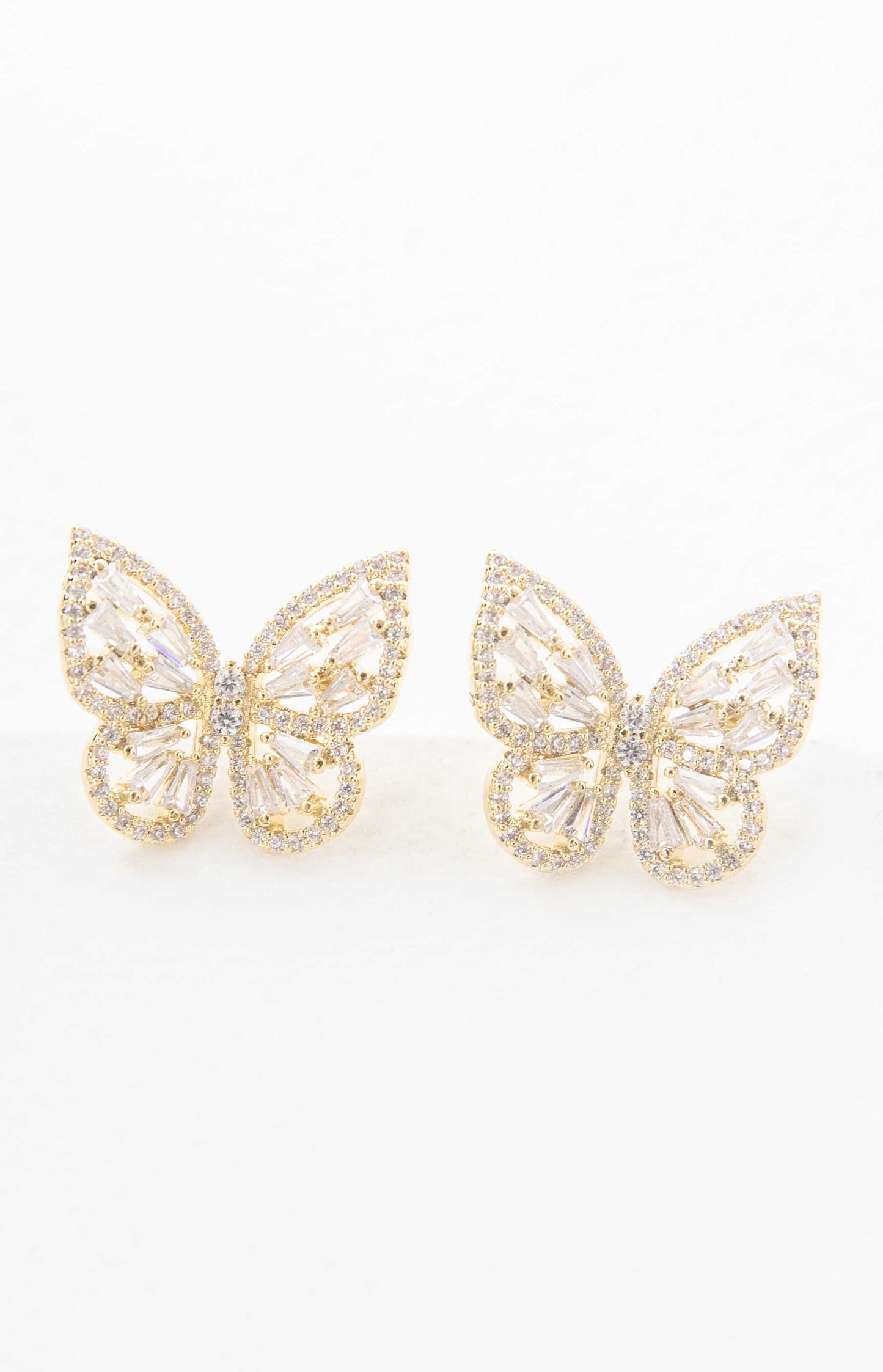 Crystal Butterfly Earrings | Gold
