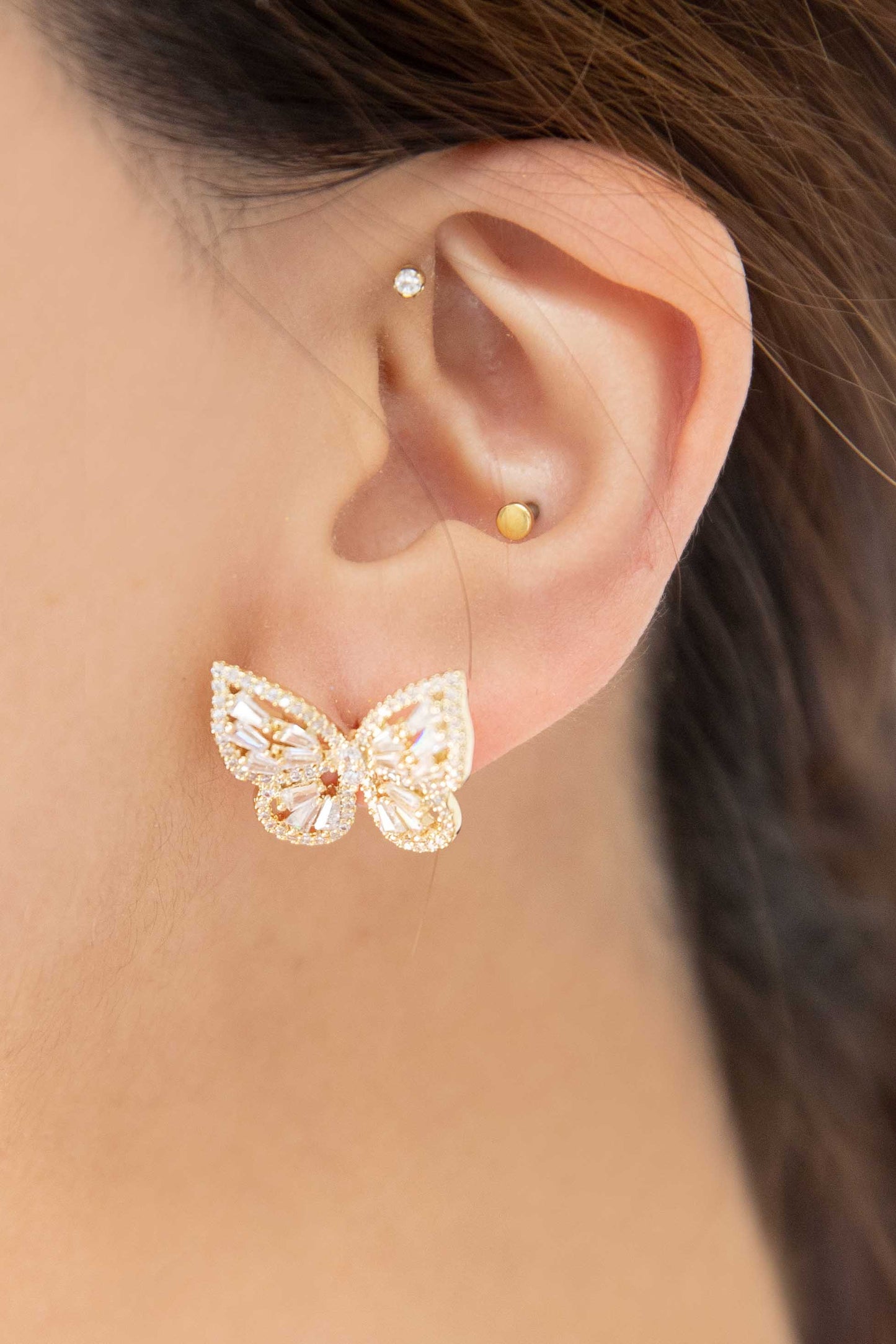 Crystal Butterfly Earrings | Gold