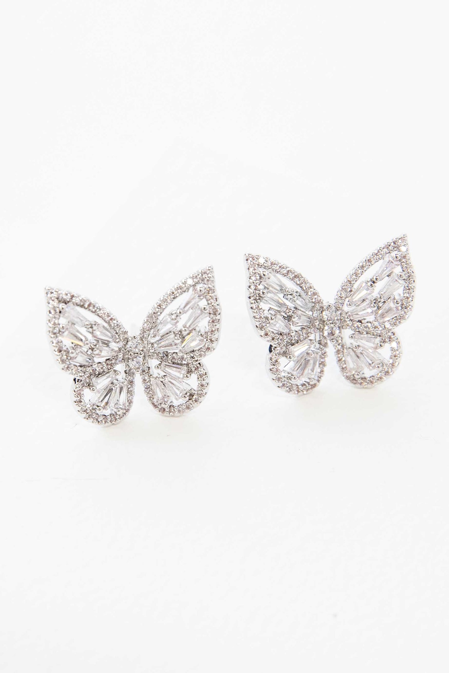 Crystal Butterfly Earrings | Silver