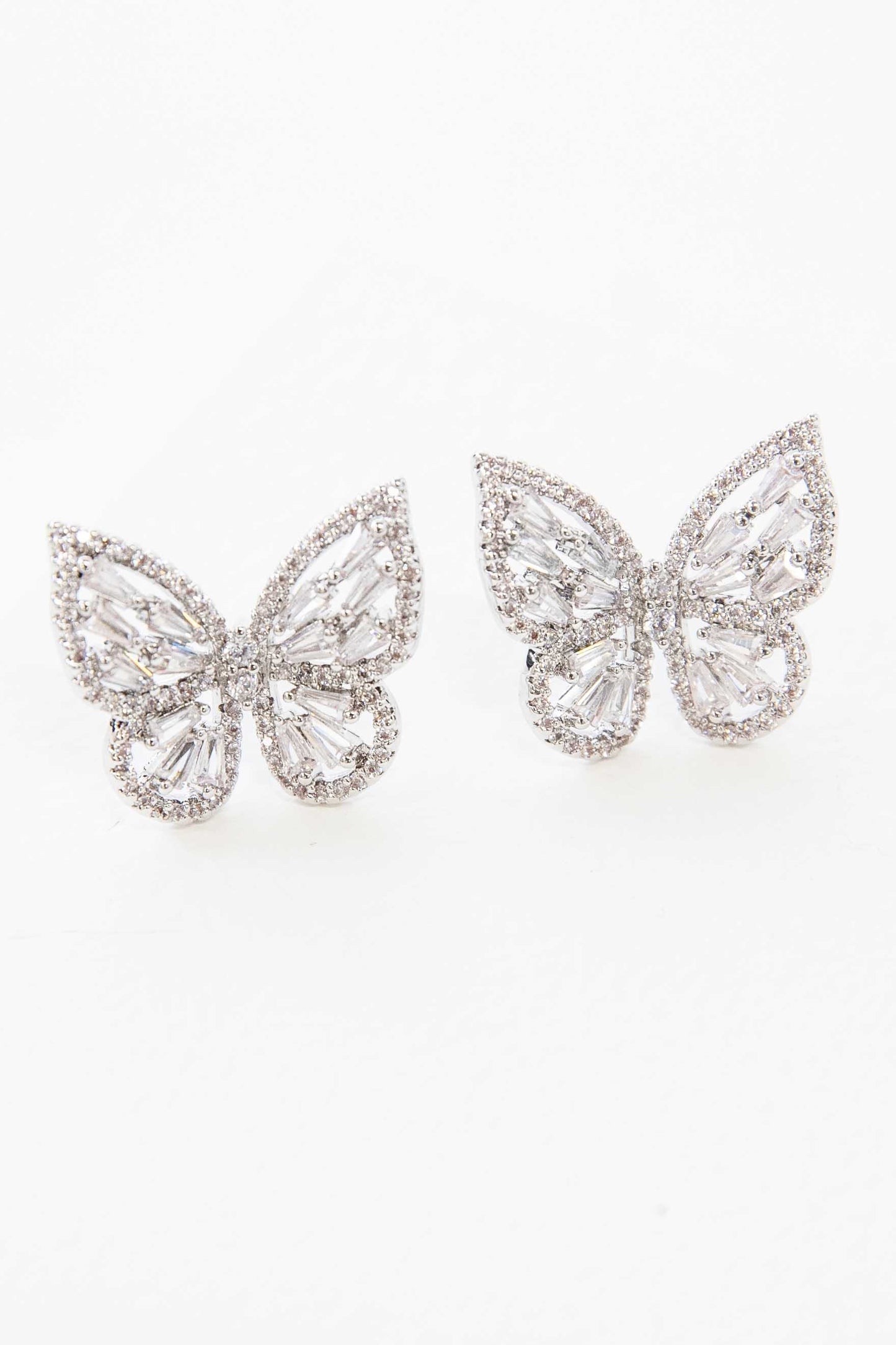 Crystal Butterfly Earrings | Silver