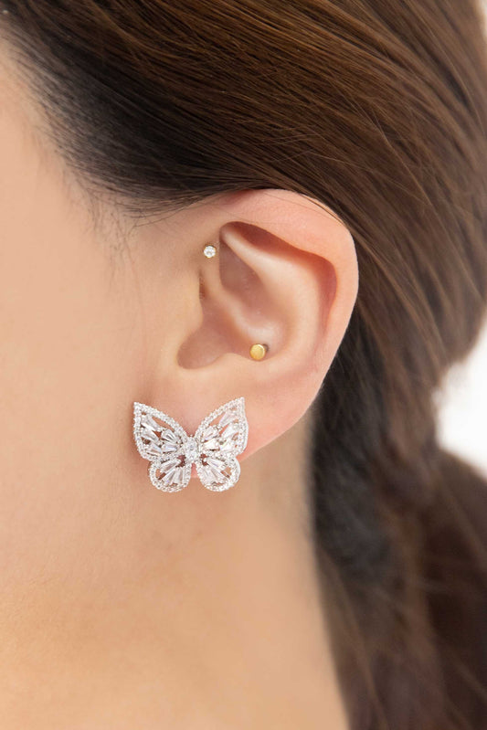 Crystal Butterfly Earrings | Silver