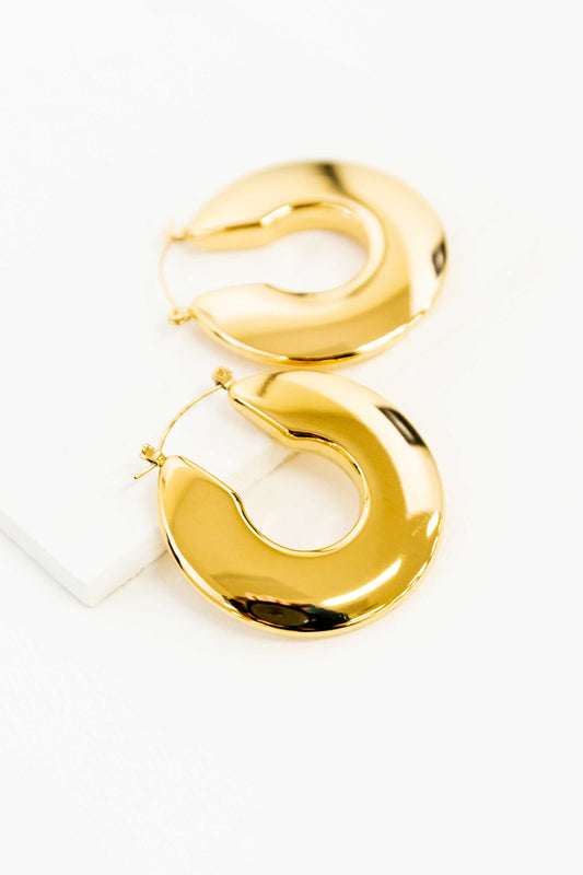 Disk Hoop Earrings | Gold