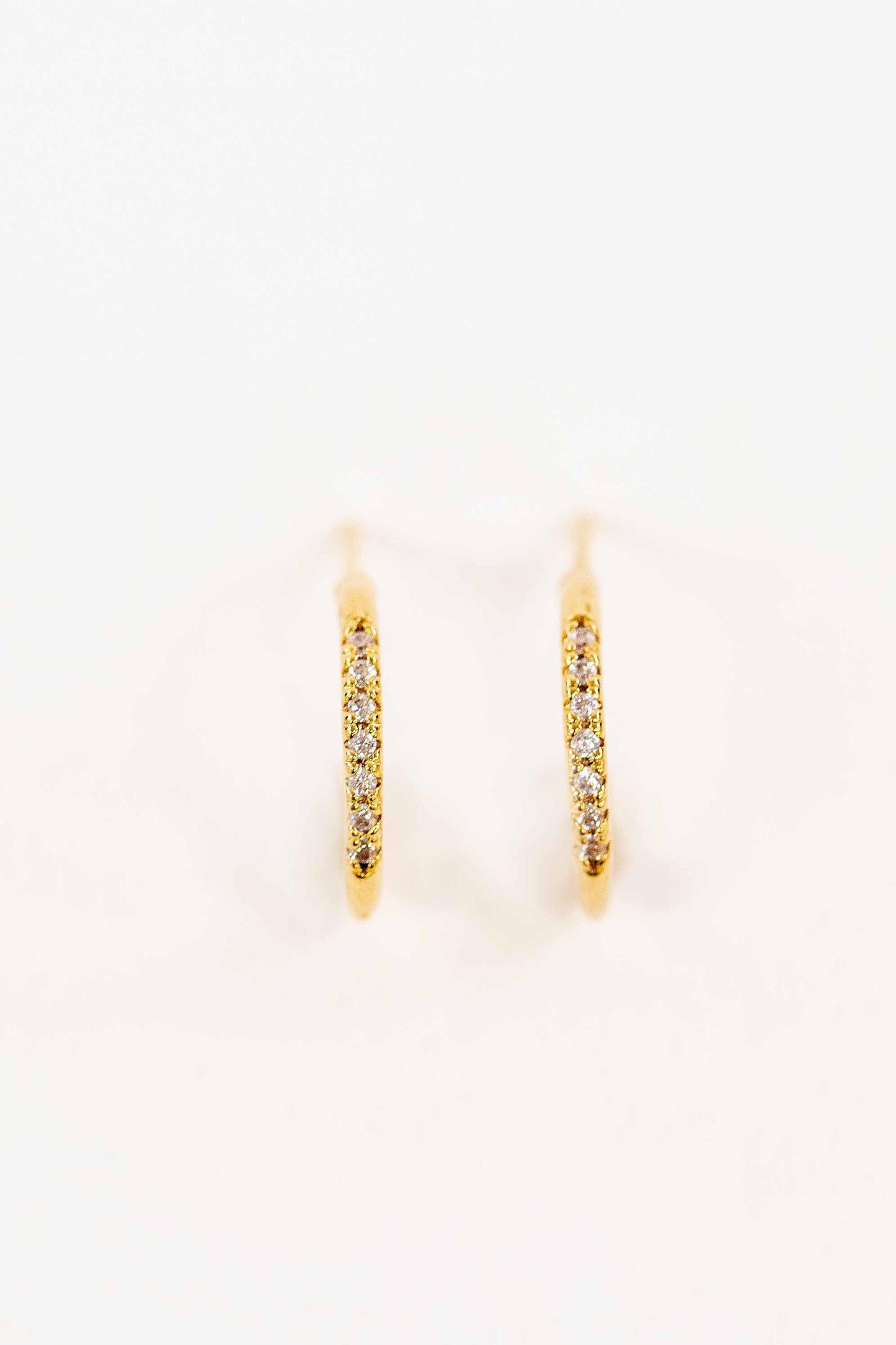 Thin Stone Hoop Earrings | Gold